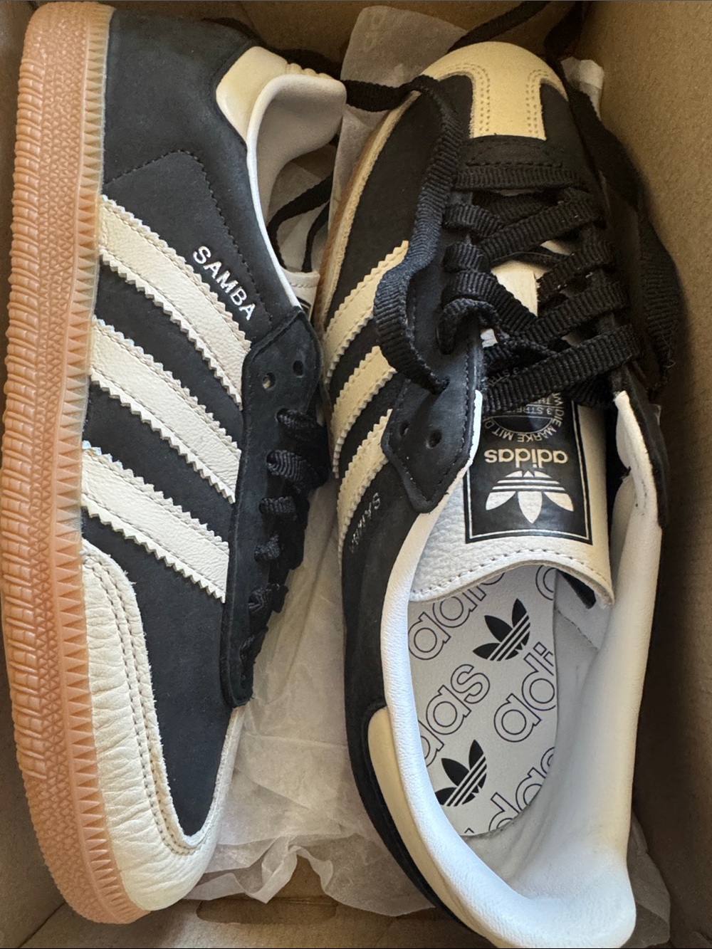 Adidas samba OG black  tan  40 us 8 fits 8.5 NWB